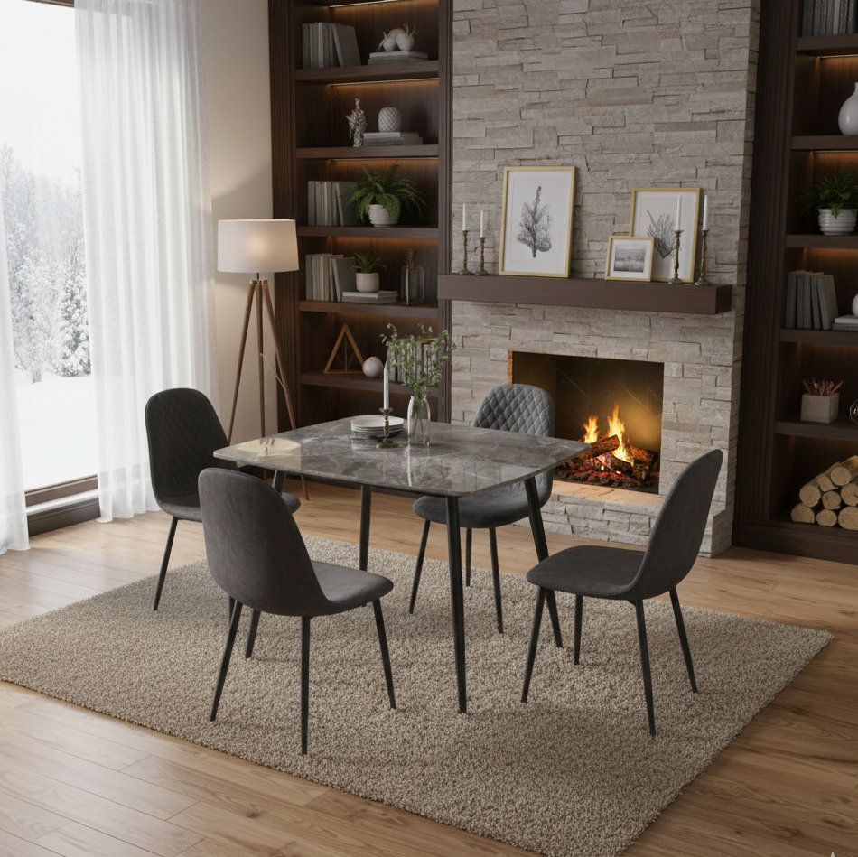 Dining Set Gloss Gray