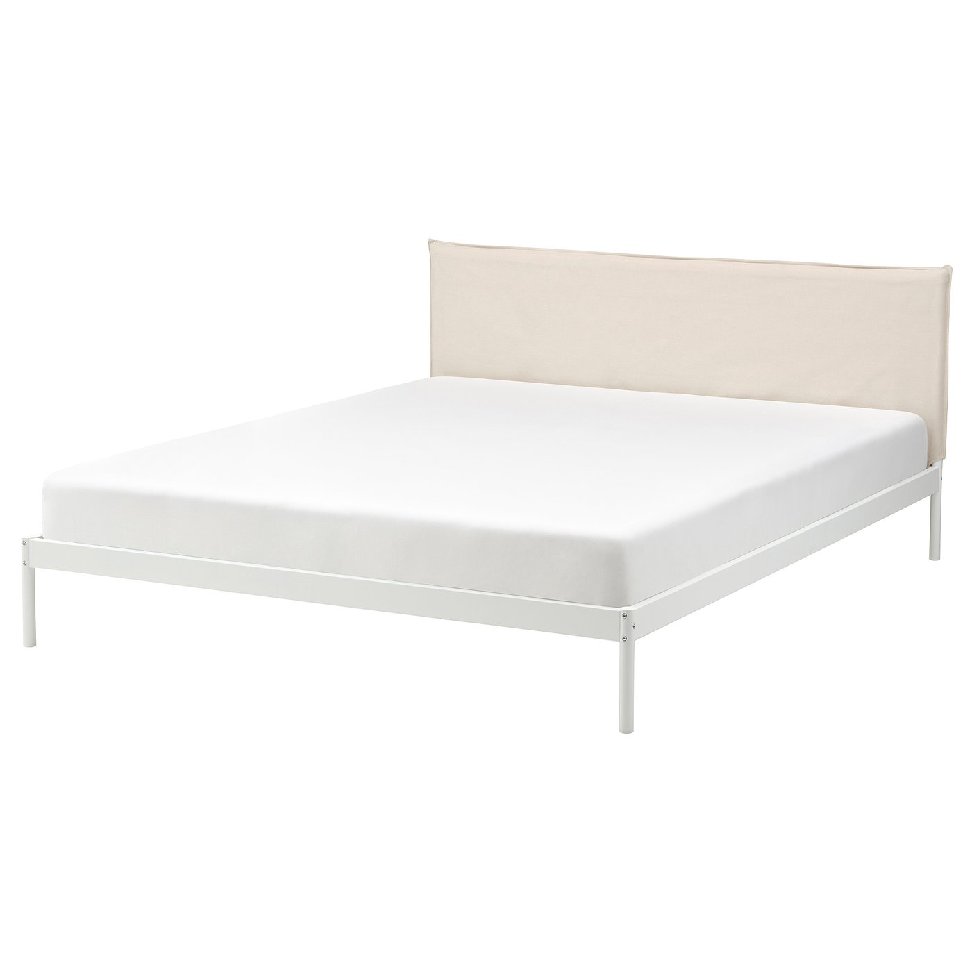 KLEPPSTAD Bed frame, white/Vissle beige, 160x200 cm (63x78 3/4 ")