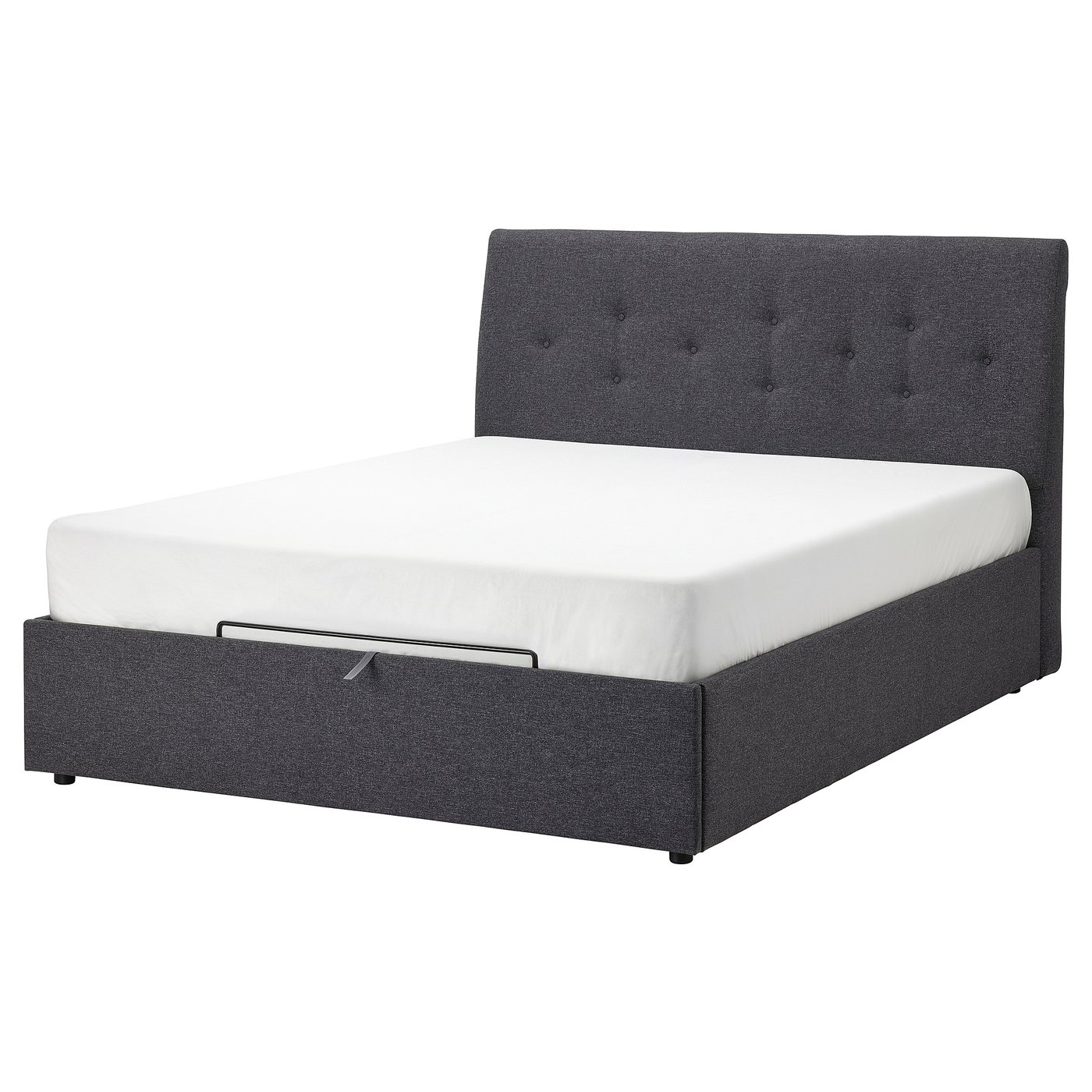 IDANÄS Upholstered ottoman bed, Gunnared dark grey, 180x200 cm (70 7/8x78 3/4 ")