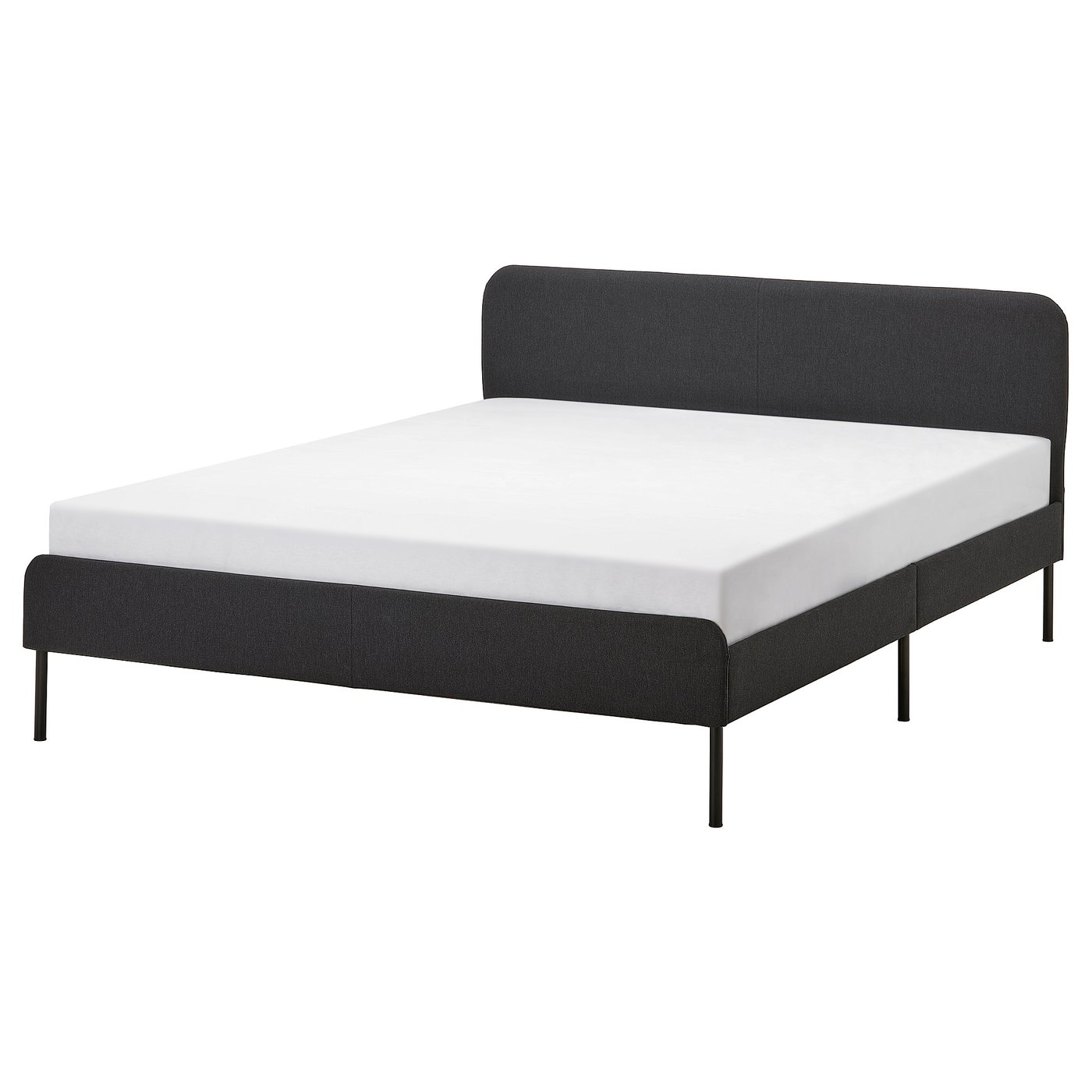 SLATTUM Upholstered bed frame, Vissle dark grey, 160x200 cm (63x78 3/4 ")