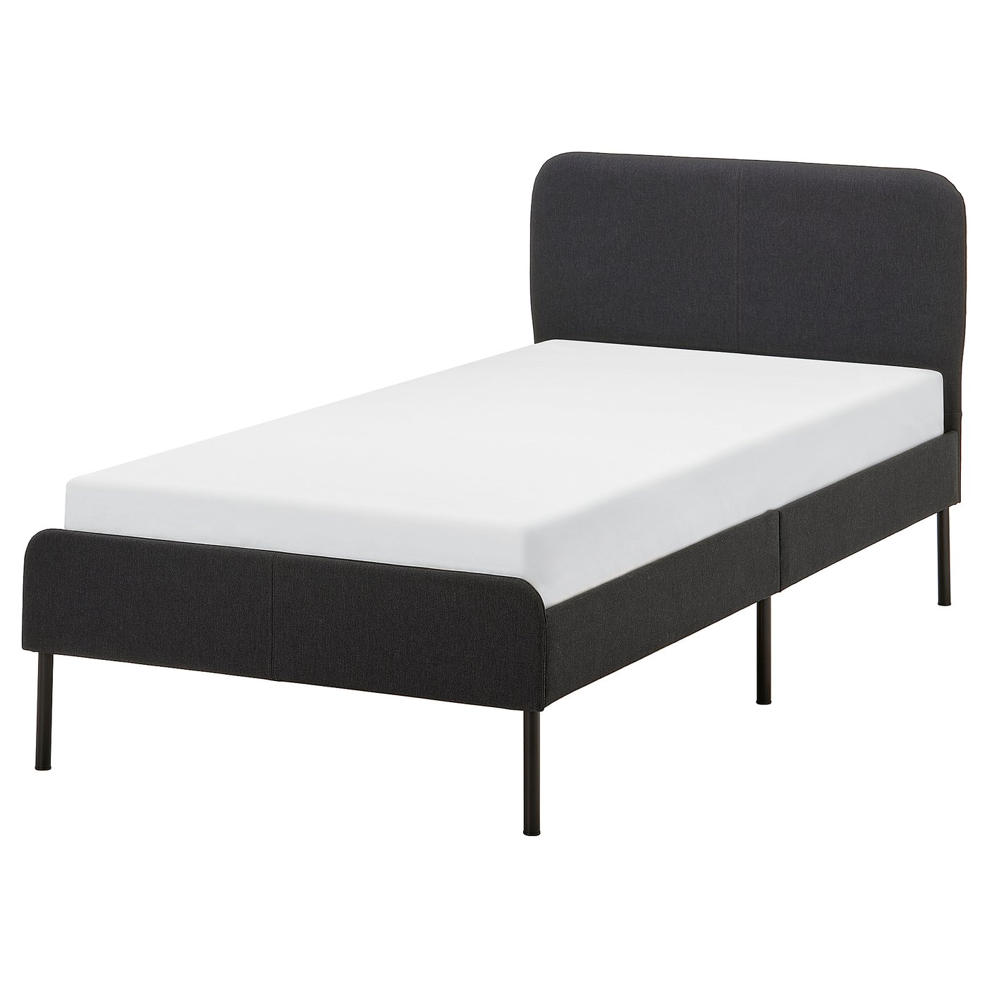 SLATTUM Upholstered bed frame, Vissle dark grey, 90x200 cm (35 3/8x78 3/4 ")