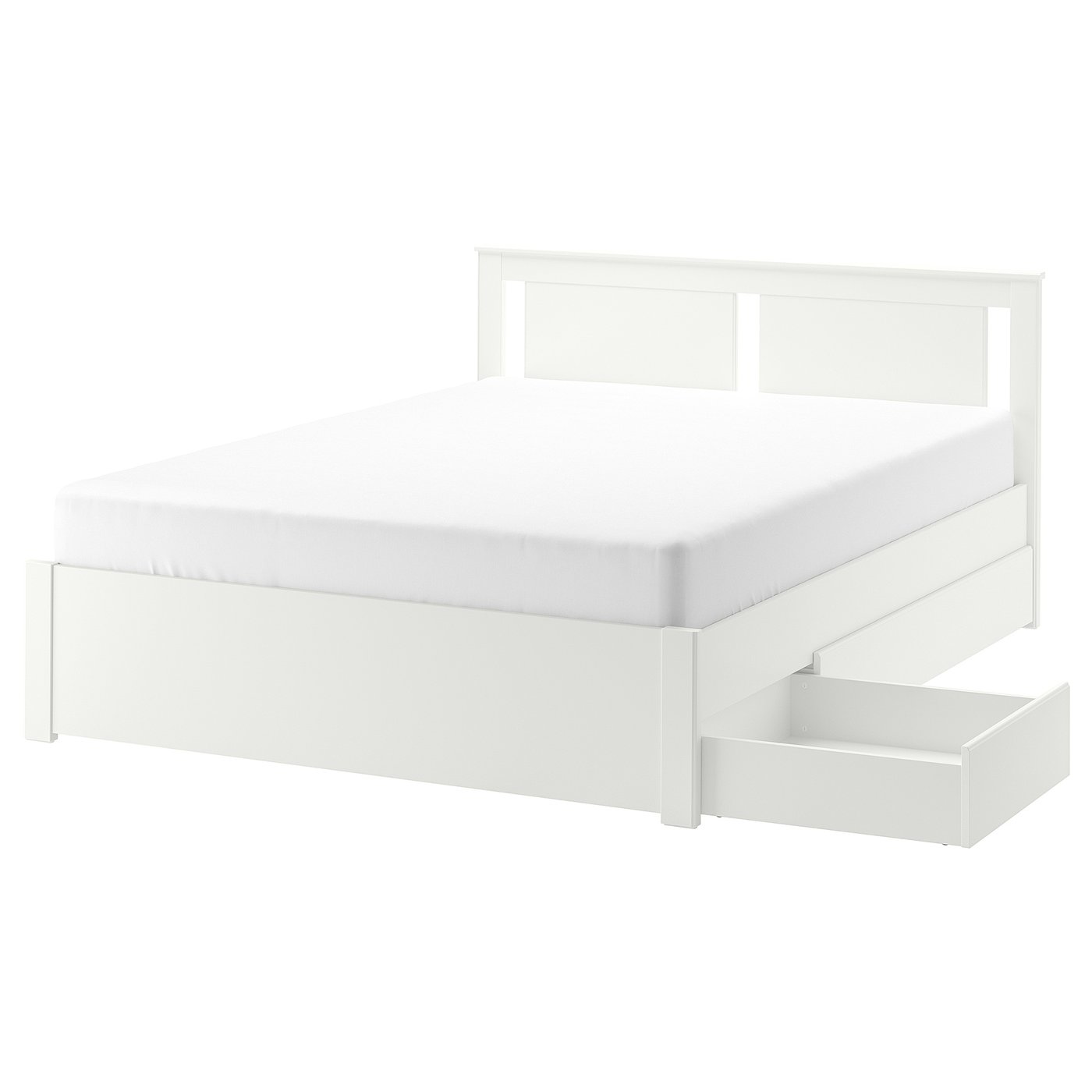 SONGESAND Bed frame with 2 storage boxes, white, 160x200 cm (63x78 3/4 ")