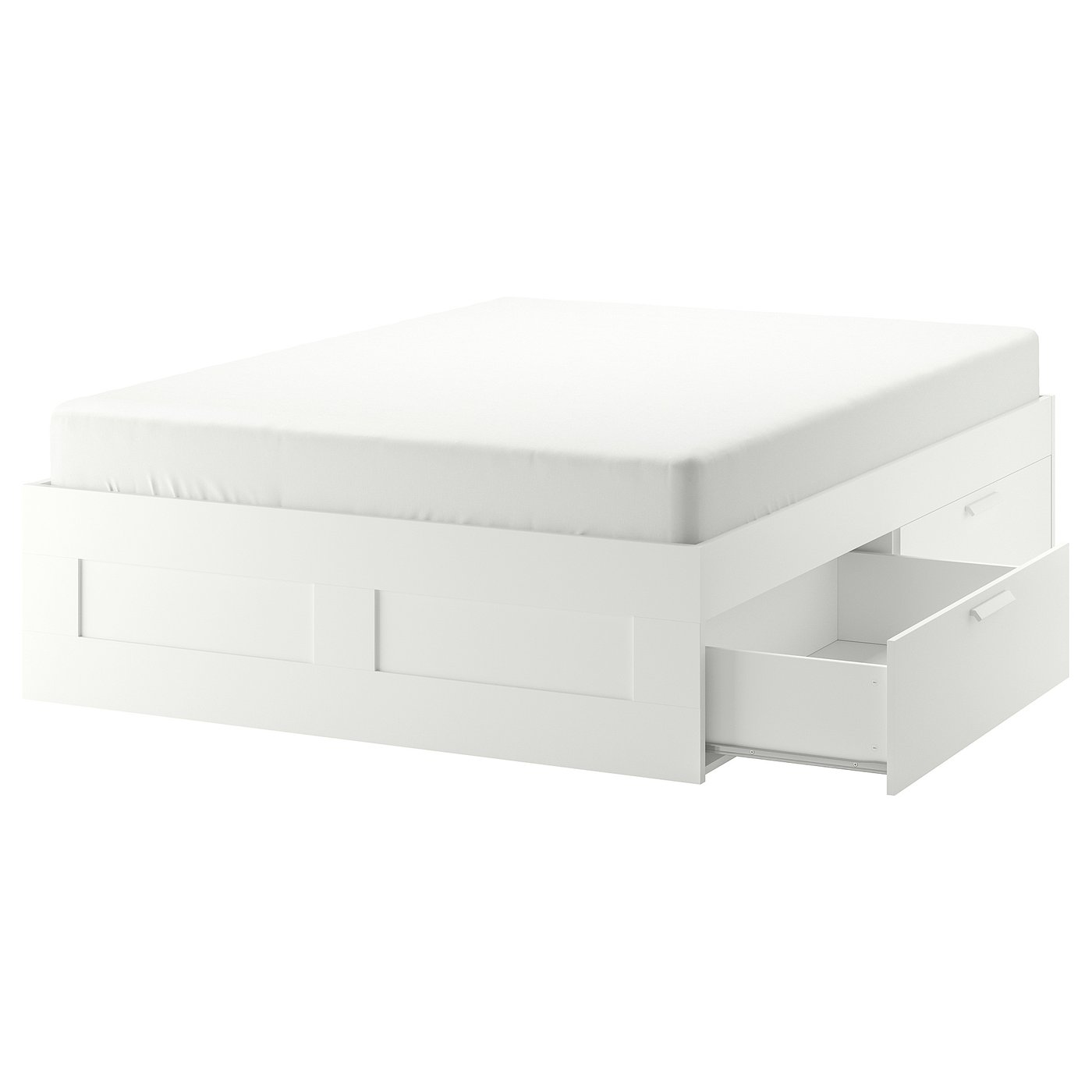 BRIMNES Bed frame with storage, white/Lönset, 160x200 cm (63x78 3/4 ")