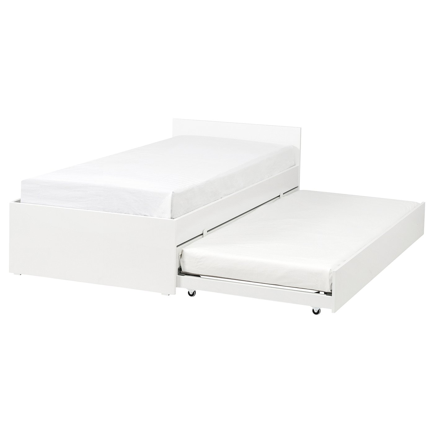 VIHALS Bed frame with 1 trundle bed, white/Luröy, 90x200 cm (35 3/8x78 3/4 ")