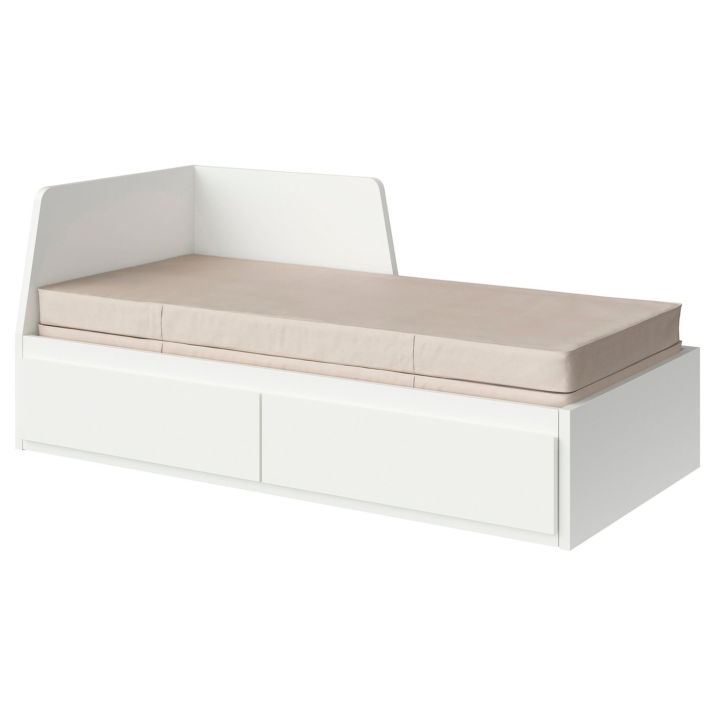 FLEKKE Day-bed w 2 drawers/2 mattresses, white/Vannareid extra firm, 80x200 cm (31 1/2x78 3/4 ")