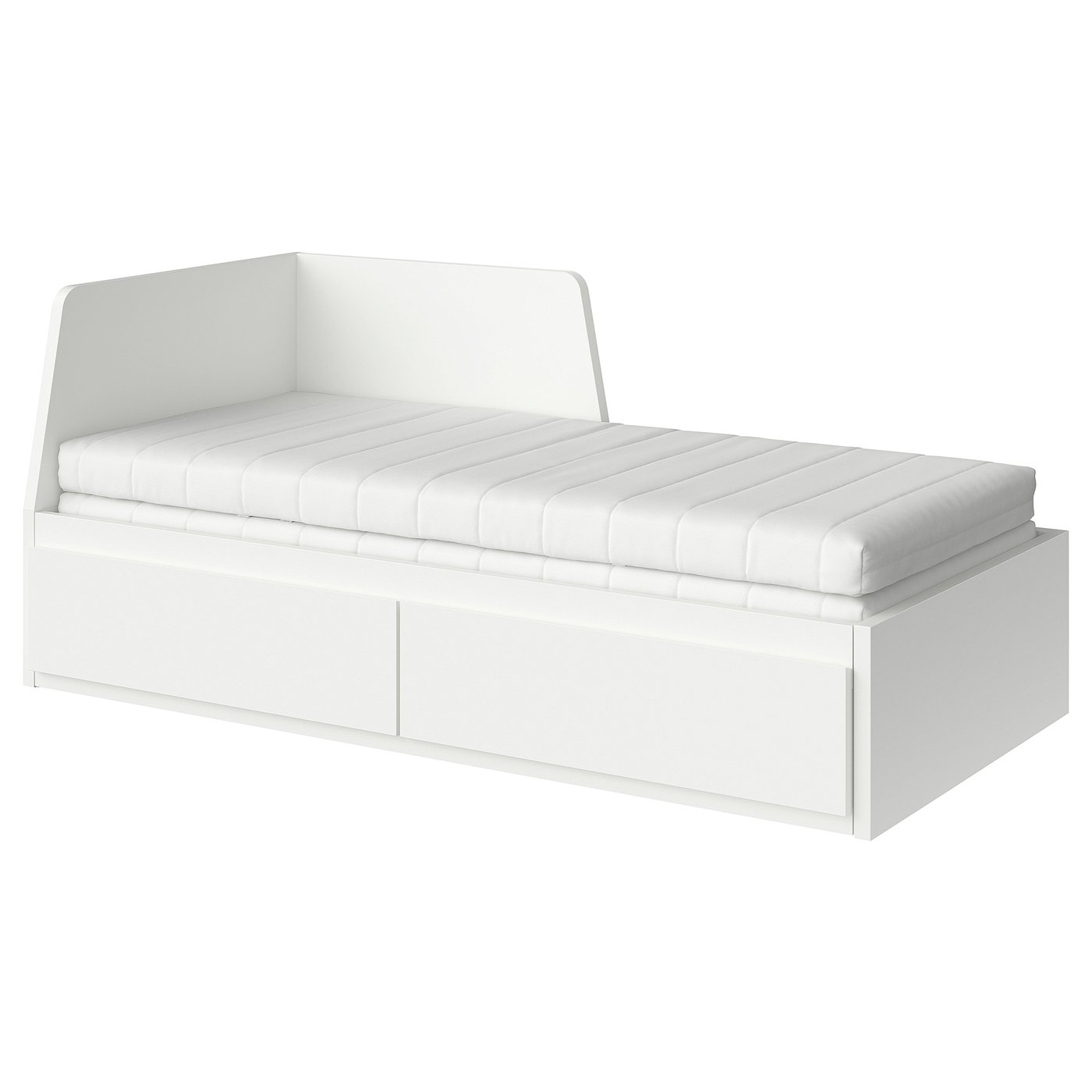 FLEKKE Day-bed w 2 drawers/2 mattresses, white/Åfjäll medium firm, 80x200 cm (31 1/2x78 3/4 ")