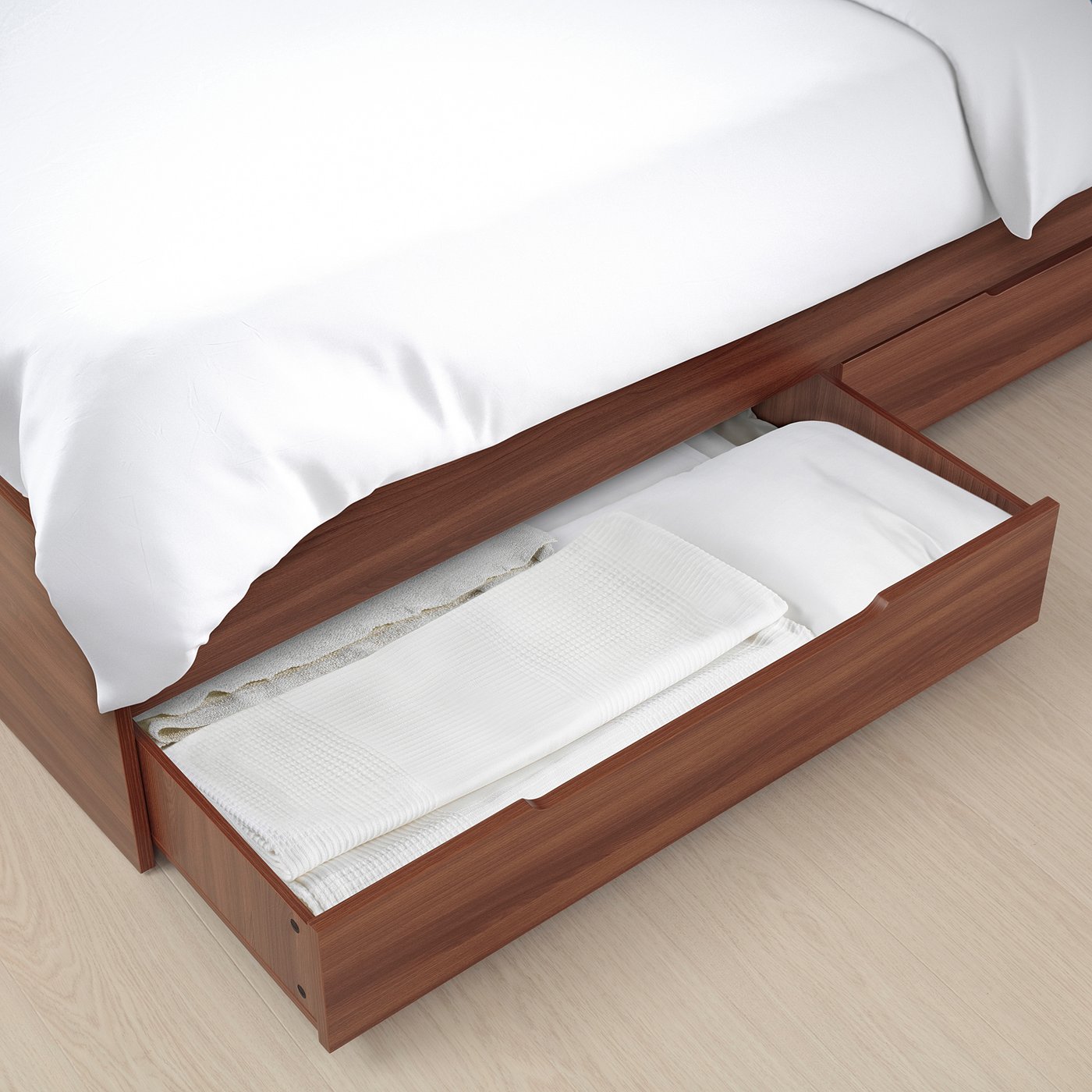 NODELAND Bed storage box, medium brown, 21x61x100 cm (8 1/4x24x39 3/8 ")