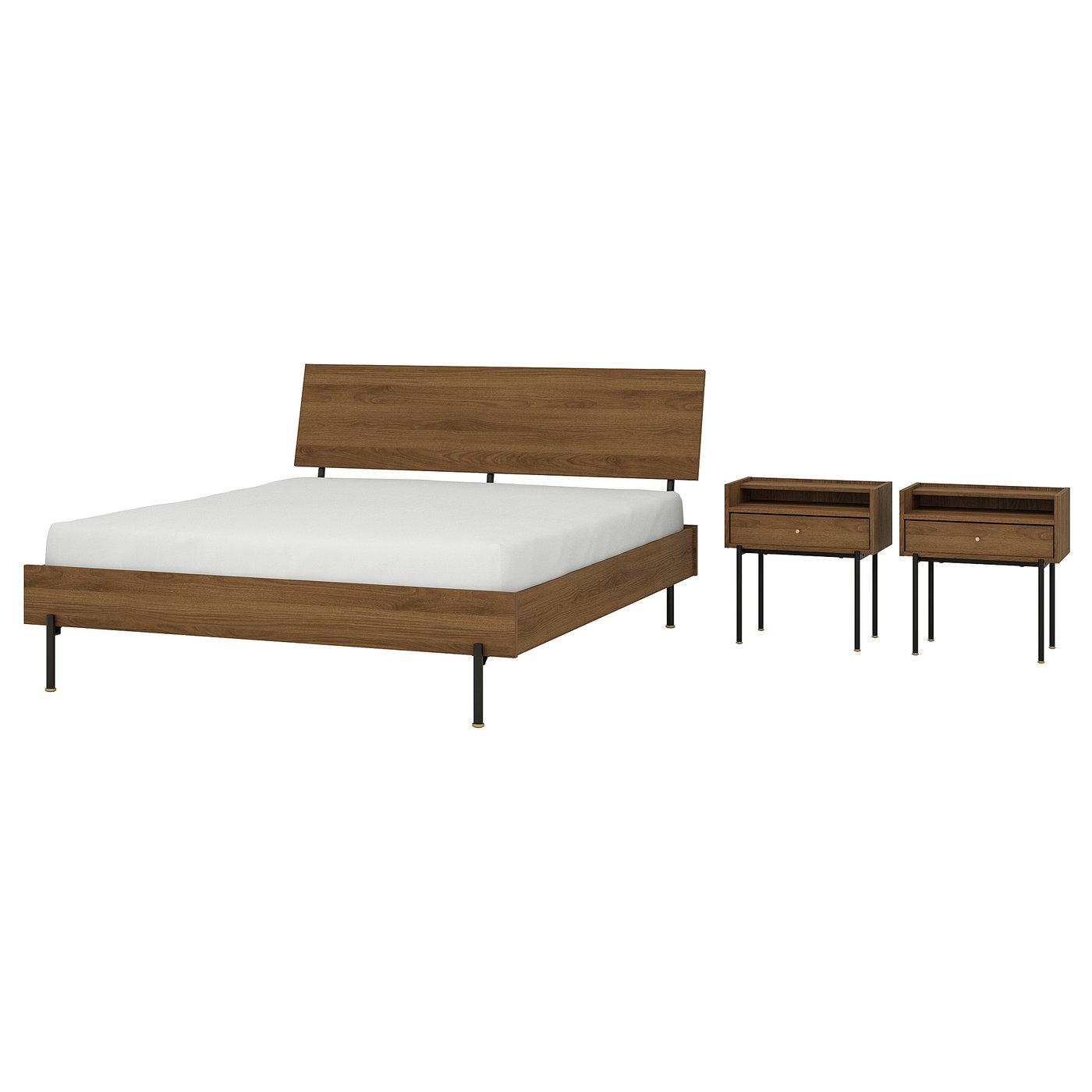RÅDMANSÖ Bedroom furniture, set of 3, brown walnut effect, 180x200 cm (70 7/8x78 3/4 ")