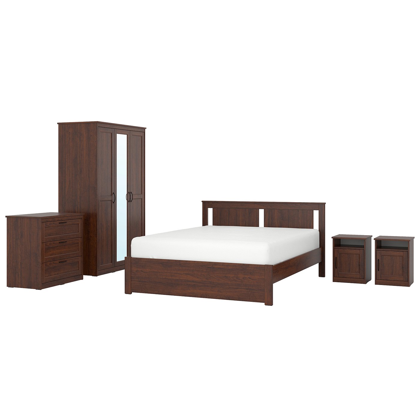 SONGESAND Bedroom furniture, set of 5, brown, 160x200 cm (63x78 3/4 ")