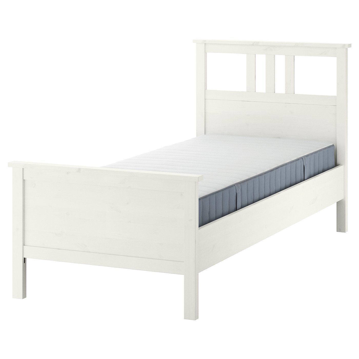 HEMNES Bed frame with mattress, white stain/Valevåg firm, 90x200 cm (35 3/8x78 3/4 ")