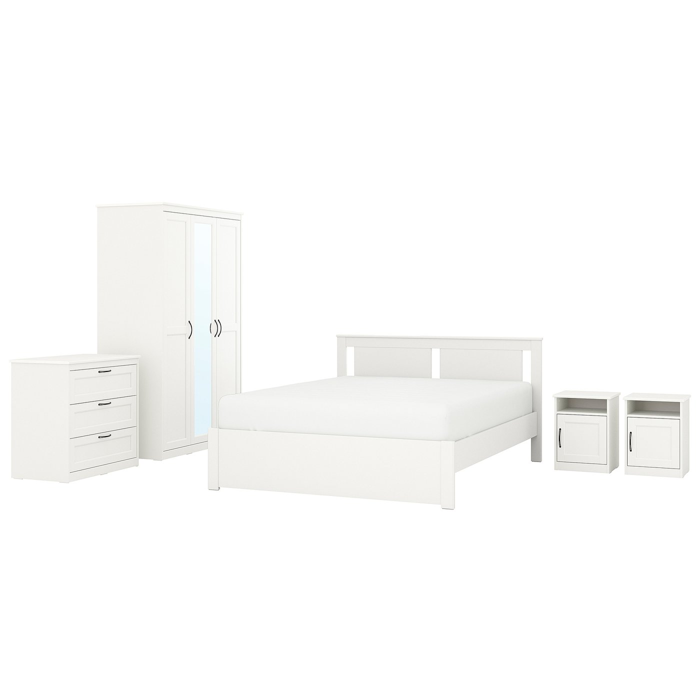 SONGESAND Bedroom furniture, set of 5, white, 140x200 cm (55 1/8x78 3/4 ")