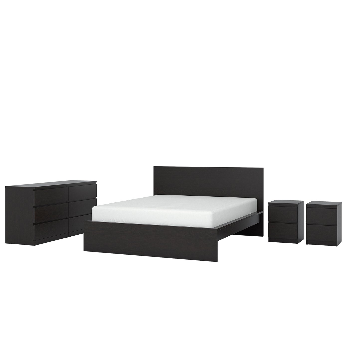 MALM Bedroom furniture, set of 4, black-brown, 180x200 cm (70 7/8x78 3/4 ")