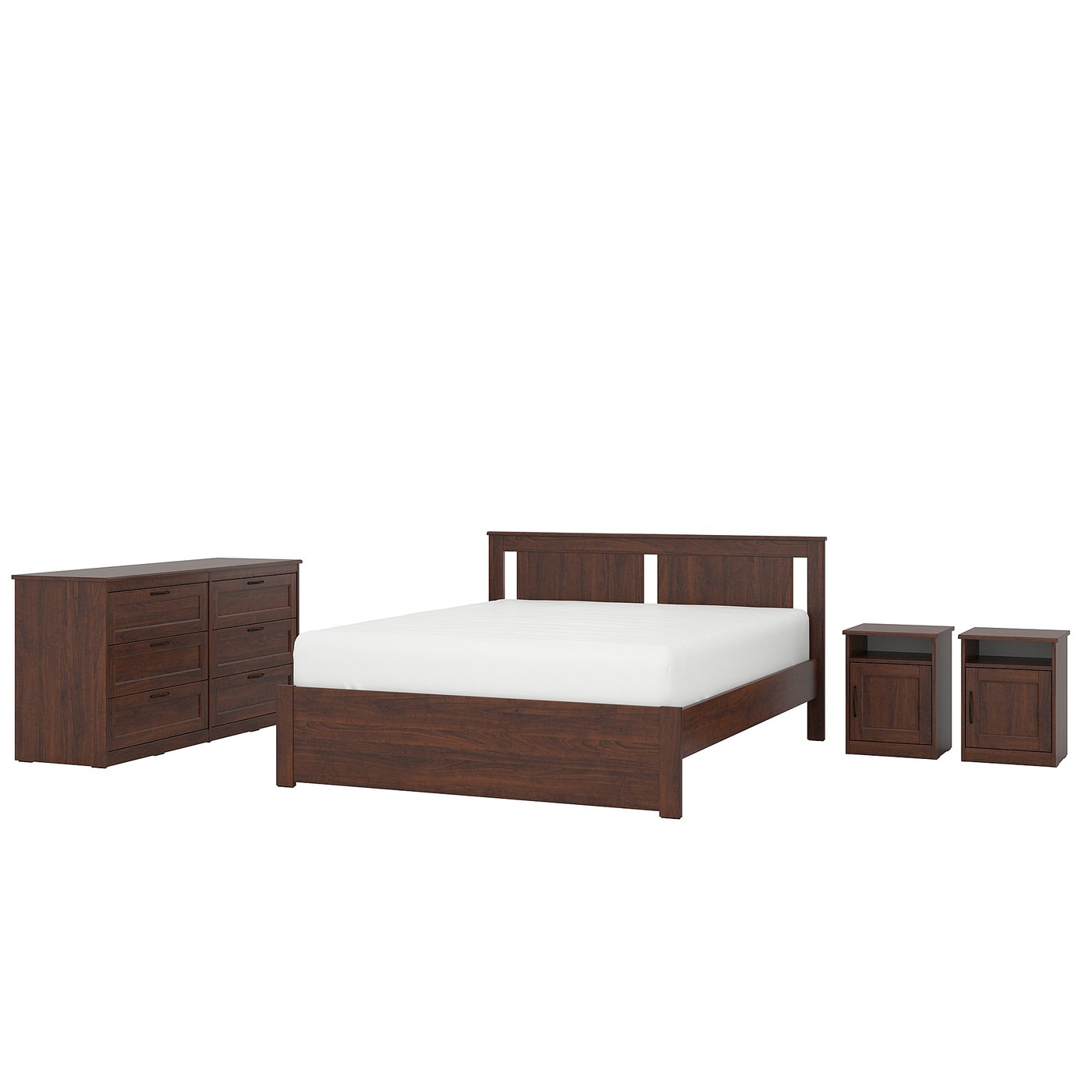 SONGESAND Bedroom furniture, set of 4, brown, 180x200 cm (70 7/8x78 3/4 ")