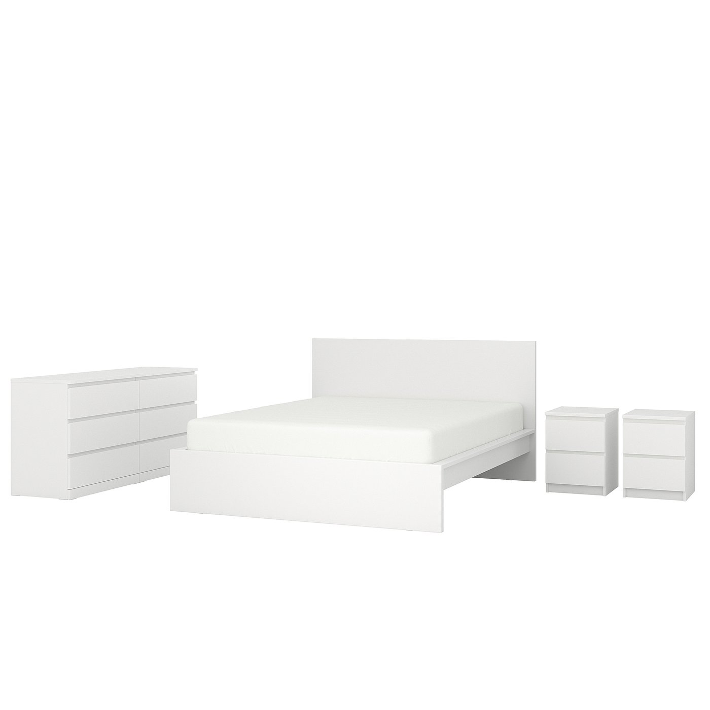 MALM Bedroom furniture, set of 4, white, 160x200 cm (63x78 3/4 ")