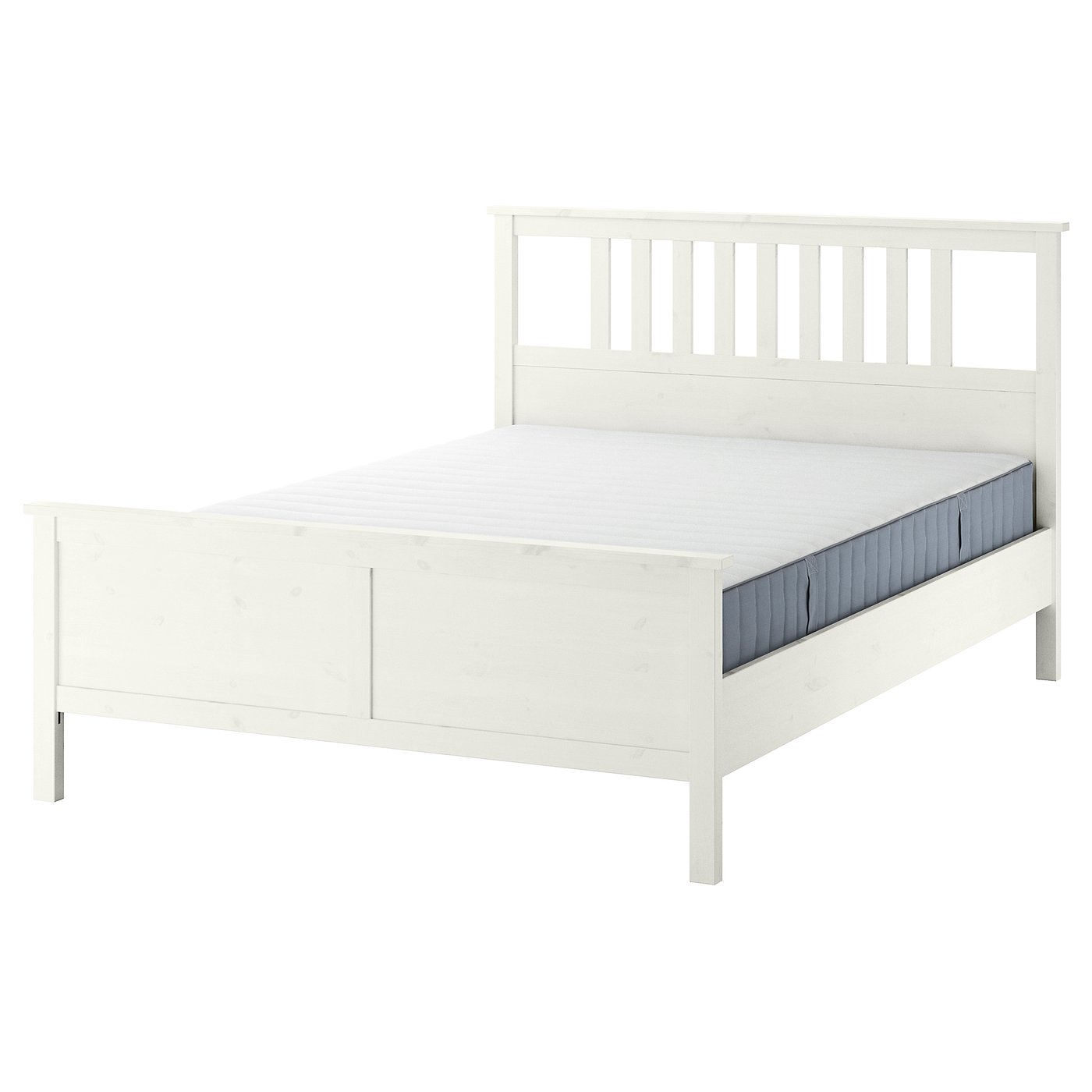 HEMNES Bed frame with mattress, white stain/Valevåg extra firm, 160x200 cm (63x78 3/4 ")