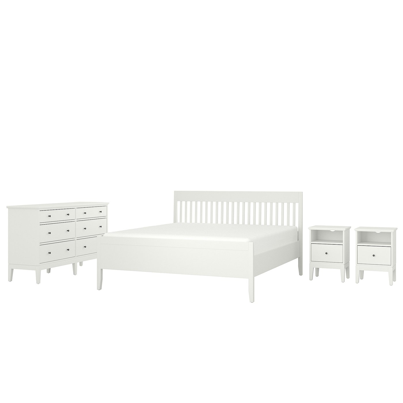 IDANÄS Bedroom furniture, set of 4, white, 180x200 cm (70 7/8x78 3/4 ")