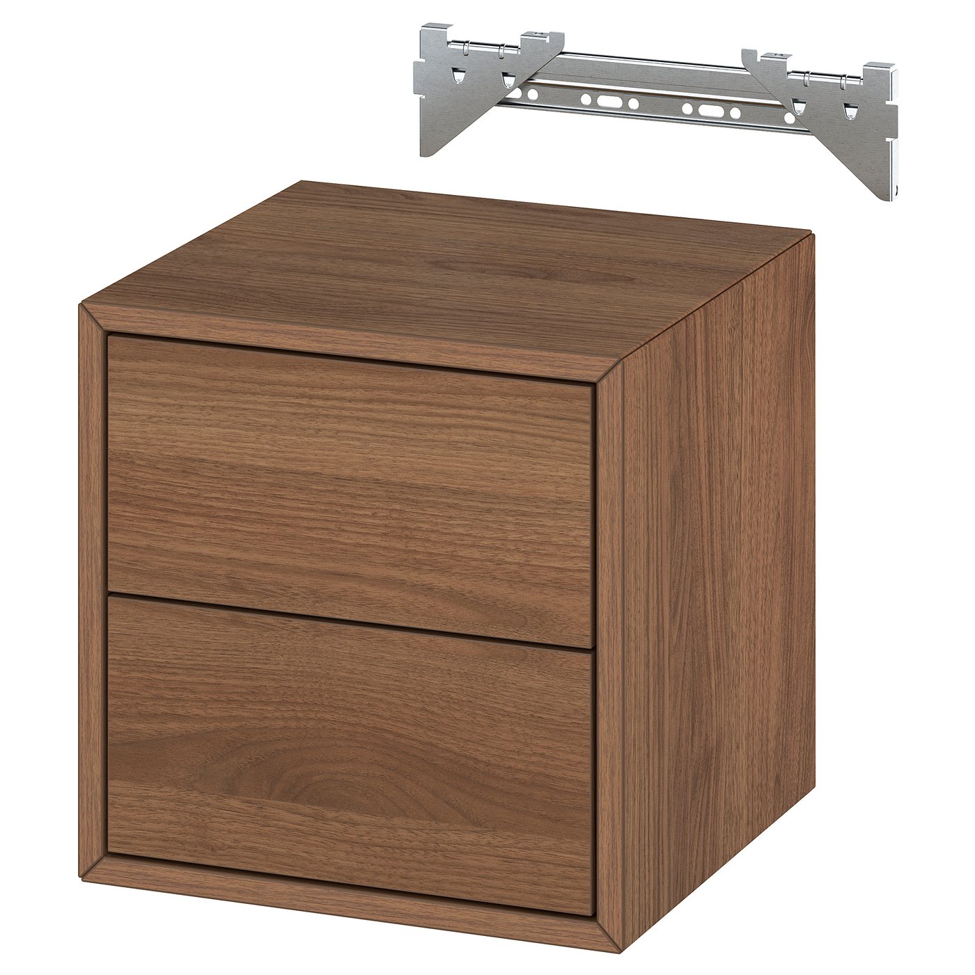 EKET Wall cabinet with 2 drawers, brown walnut effect, 35x35x35 cm (13 3/4x13 3/4x13 3/4 ")