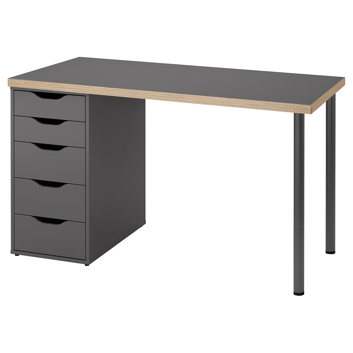 LAGKAPTEN / ALEX Desk, grey/wood effect, 120x60 cm (47 1/4x23 5/8 ")