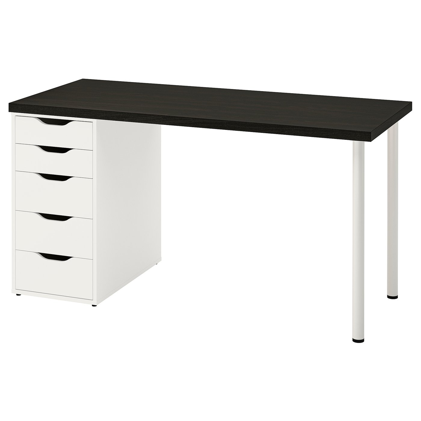 LAGKAPTEN / ALEX Desk, black-brown/white, 140x60 cm (55 1/8x23 5/8 ")