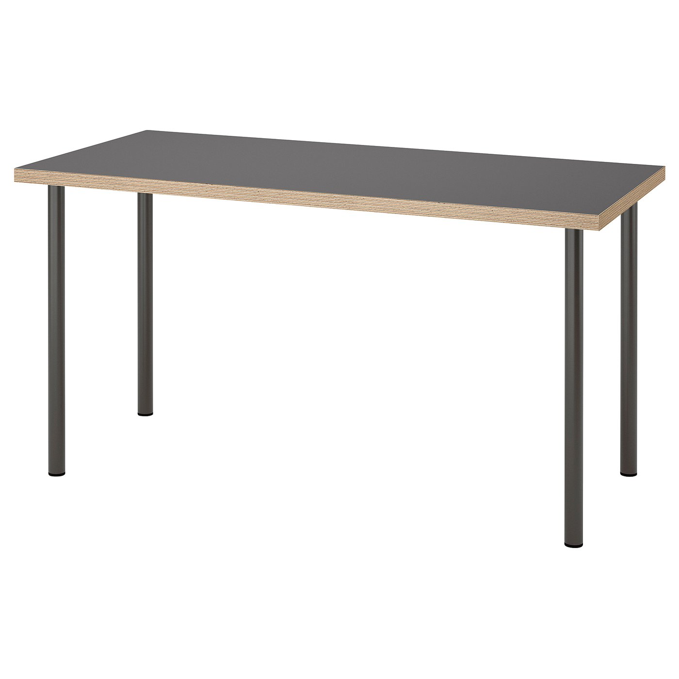 LAGKAPTEN / ADILS Desk, grey/wood effect dark grey, 140x60 cm (55 1/8x23 5/8 ")