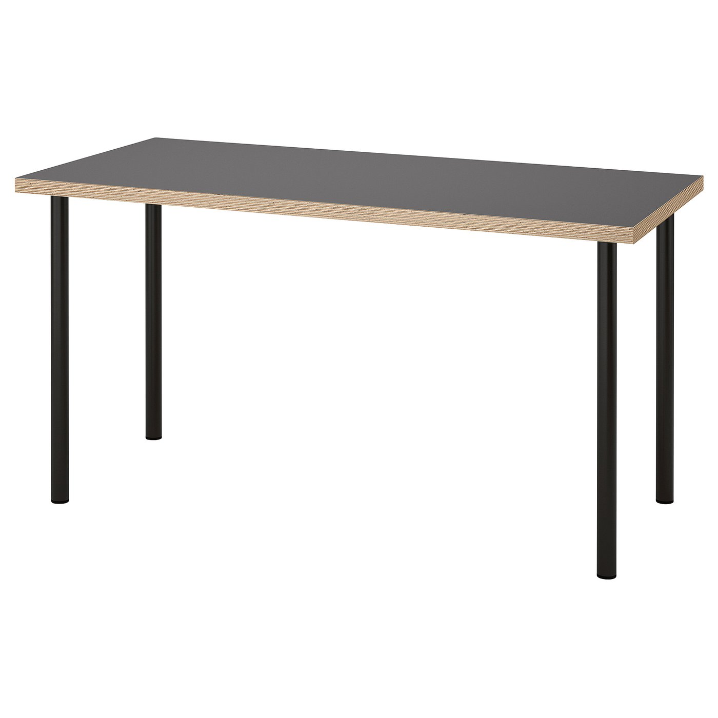 LAGKAPTEN / ADILS Desk, grey/wood effect black, 140x60 cm (55 1/8x23 5/8 ")