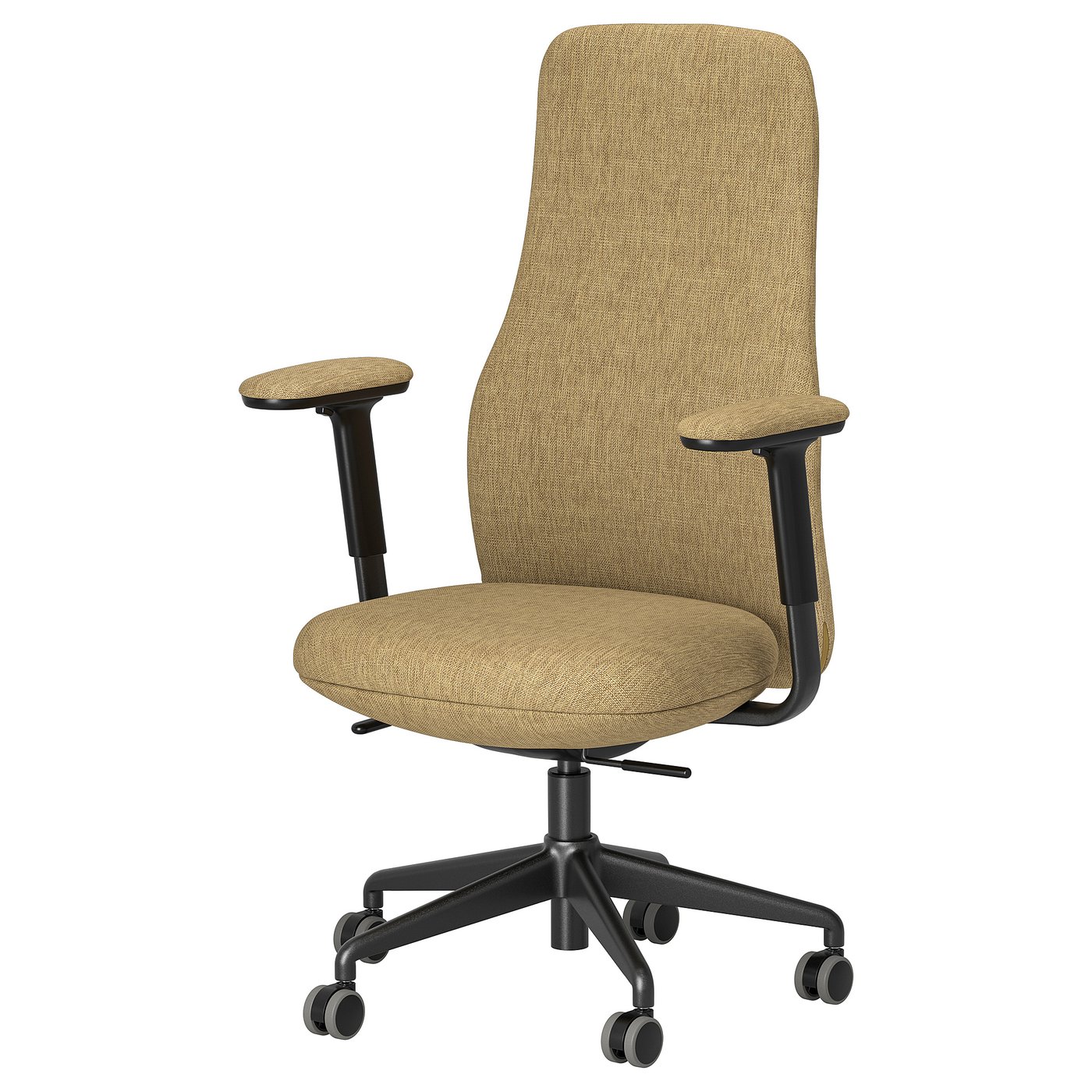 GRÖNFJÄLL Office chair with armrests, Letafors yellow-brown/black