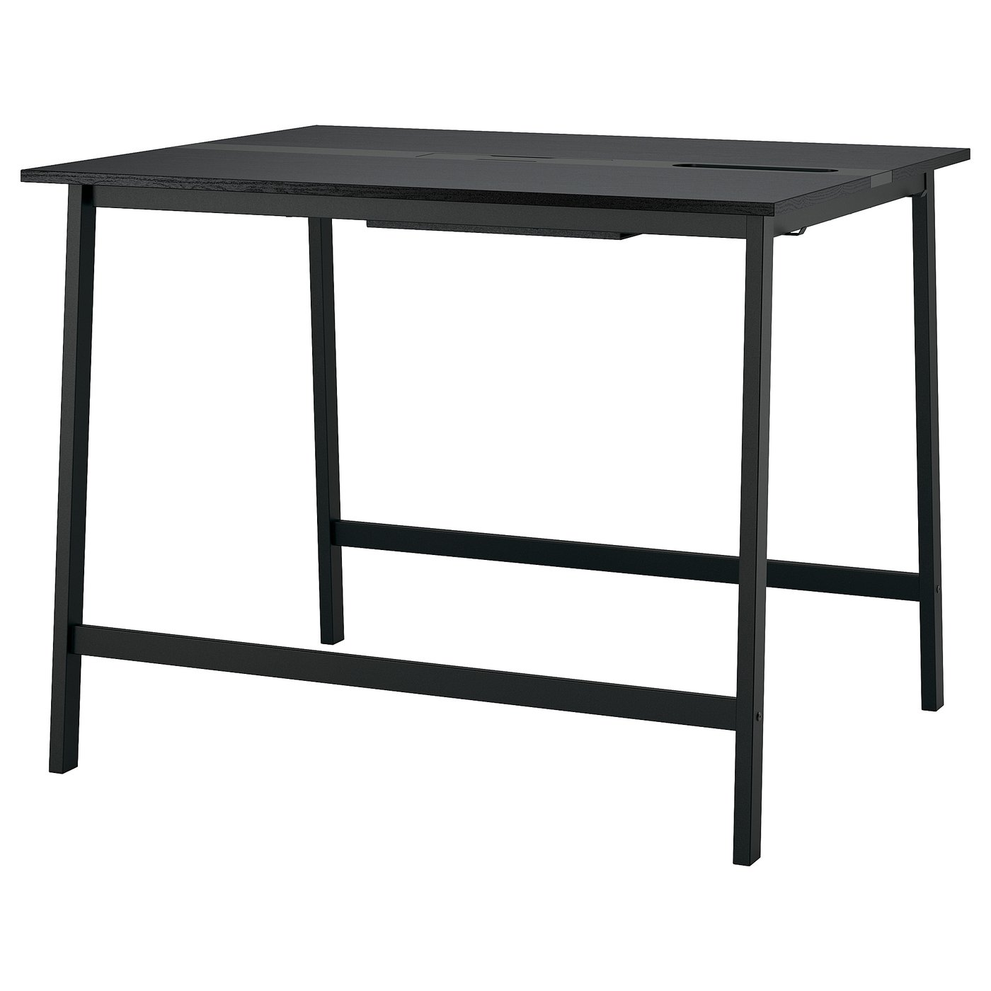 MITTZON Conference table, black stained ash veneer/black, 140x108x105 cm (55 1/8x42 1/2x41 3/8 ")