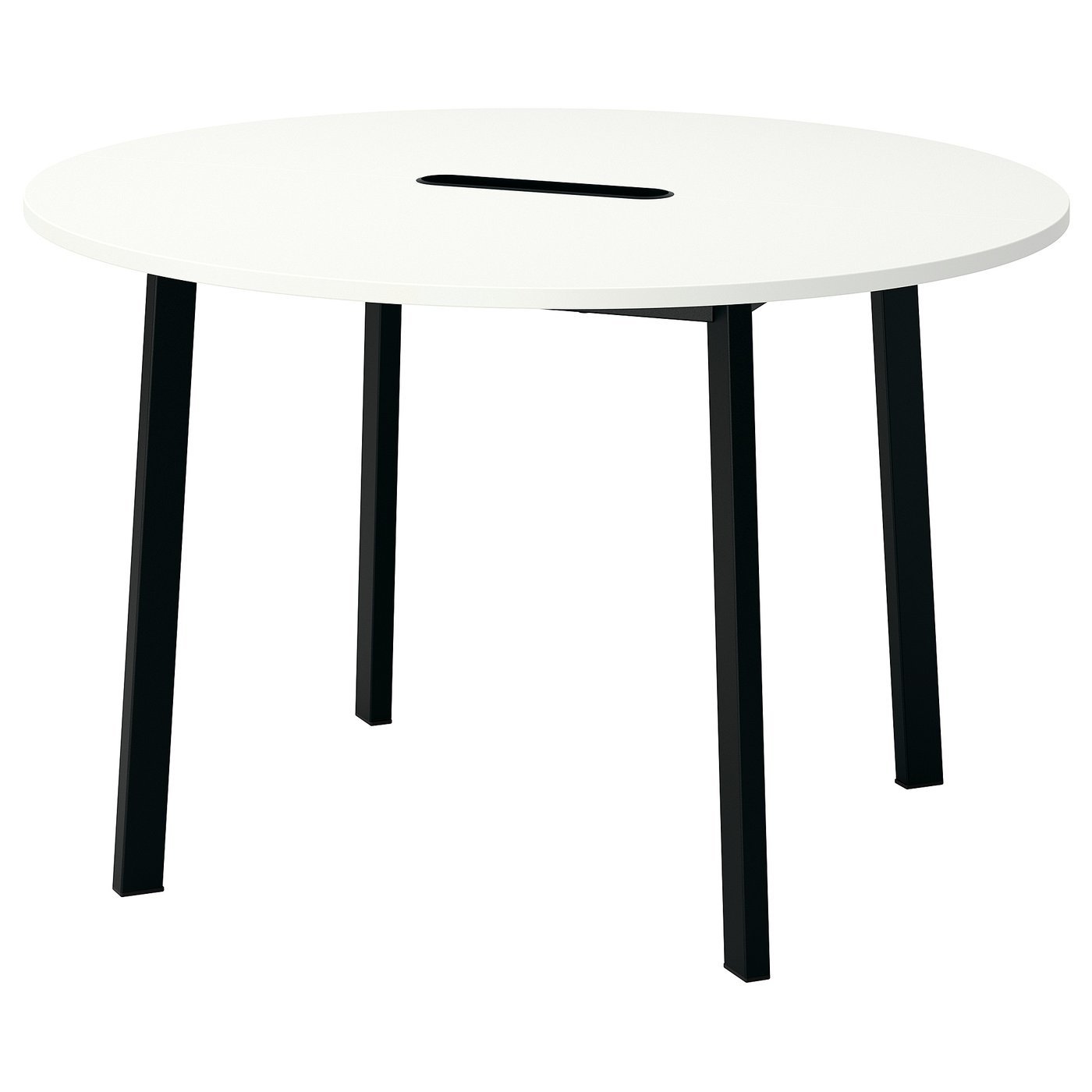 MITTZON Conference table, round white/black, 120x75 cm (47 1/4x29 1/2 ")