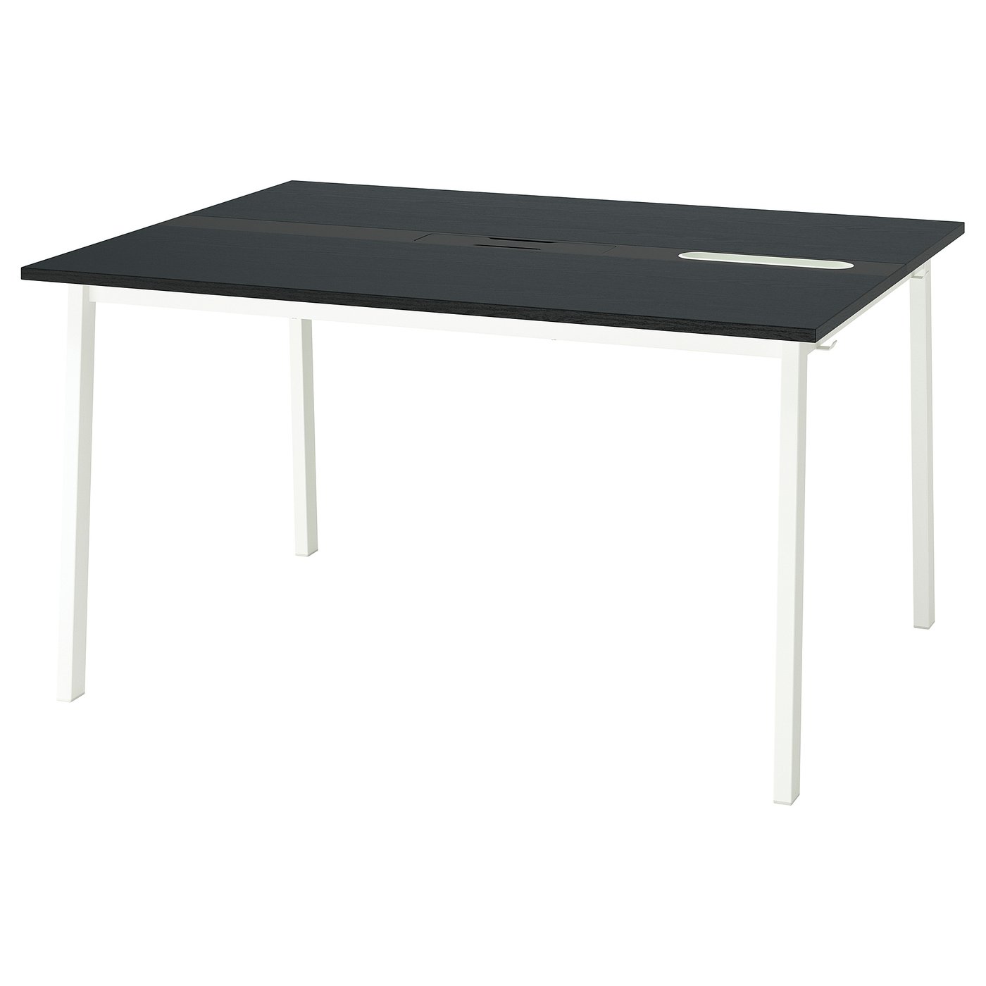 MITTZON Conference table, black stained ash veneer/black white, 140x108x75 cm (55 1/8x42 1/2x29 1/2 ")