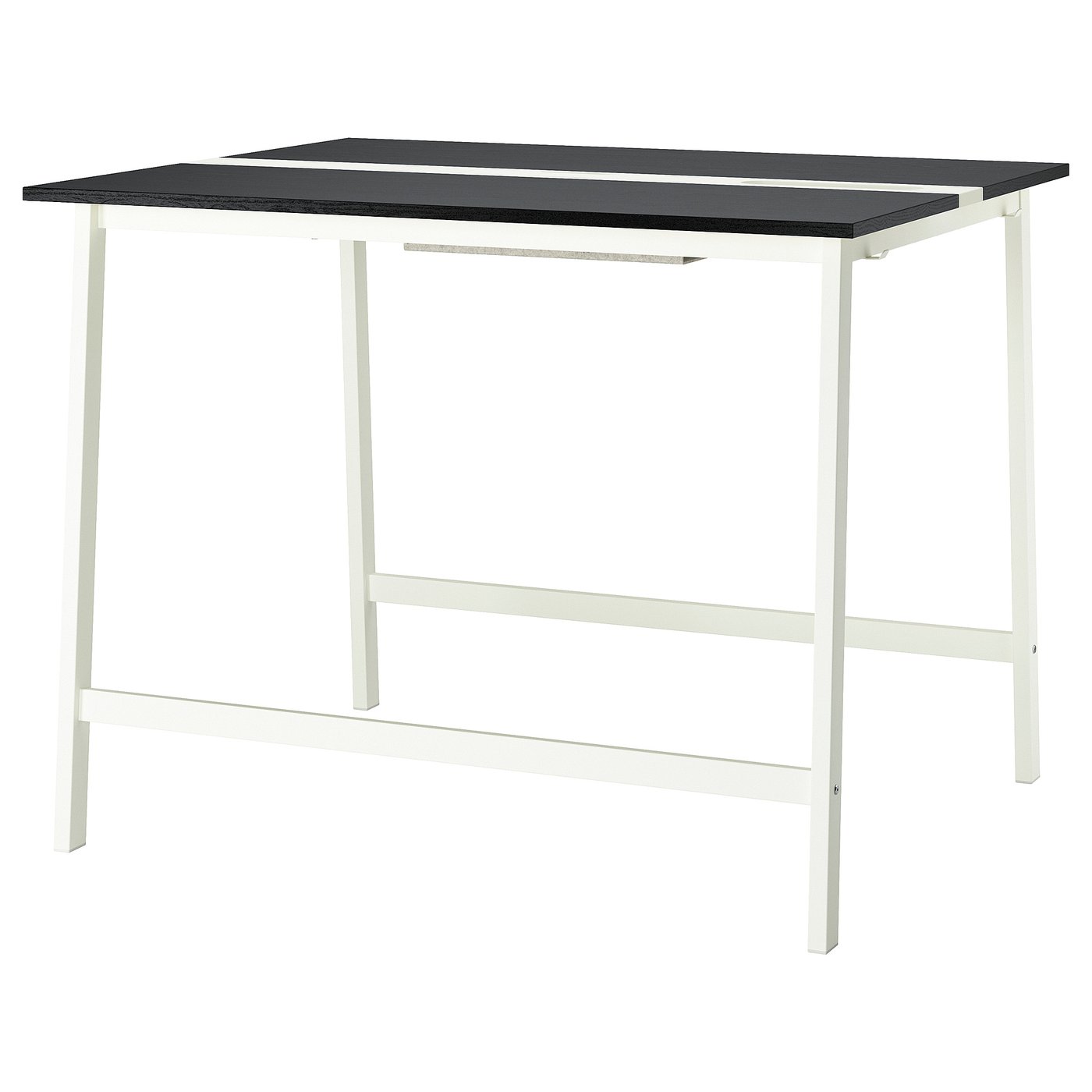 MITTZON Conference table, black stained ash veneer/white, 140x108x105 cm (55 1/8x42 1/2x41 3/8 ")