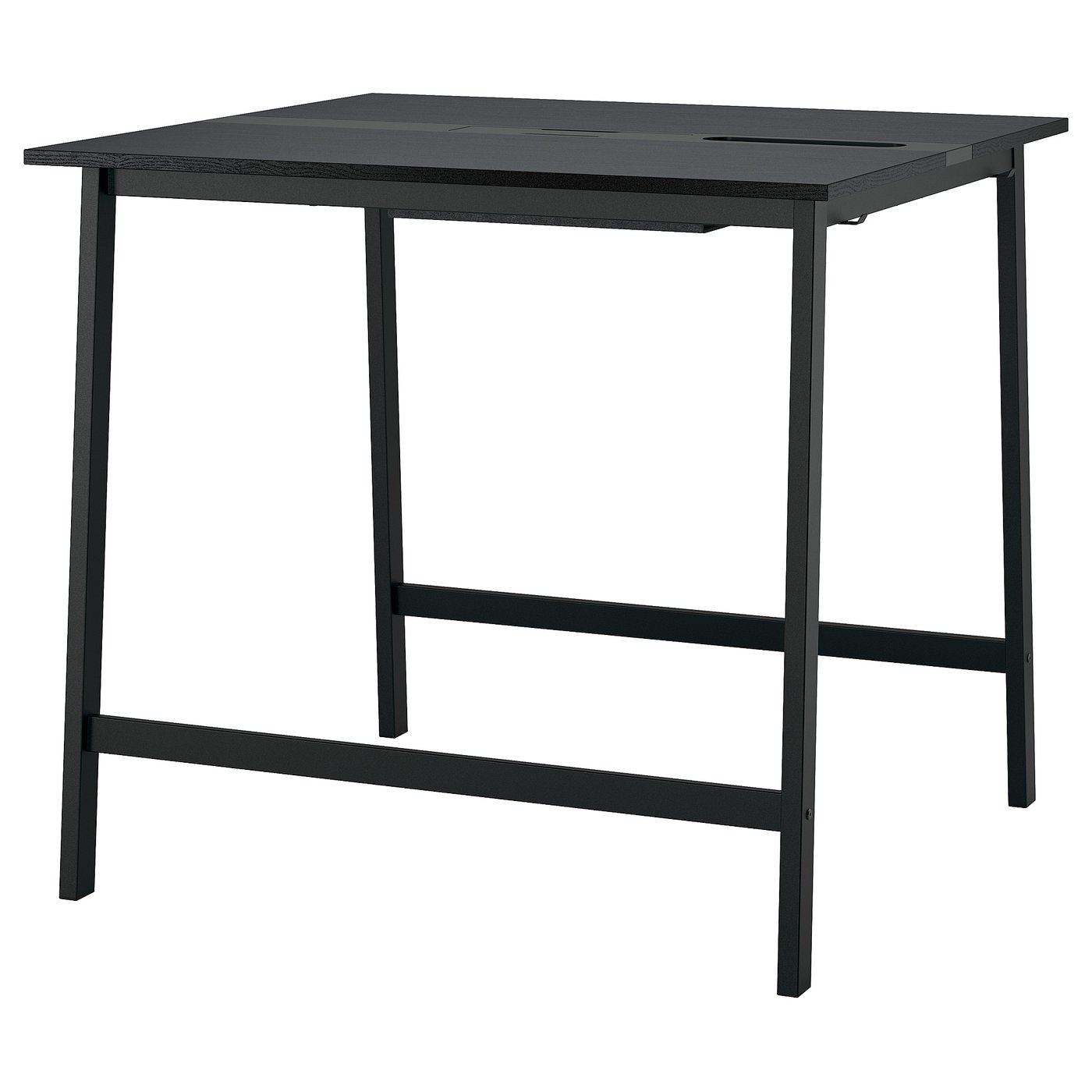 MITTZON Conference table, black stained ash veneer/black, 120x108x105 cm (47 1/4x42 1/2x41 3/8 ")