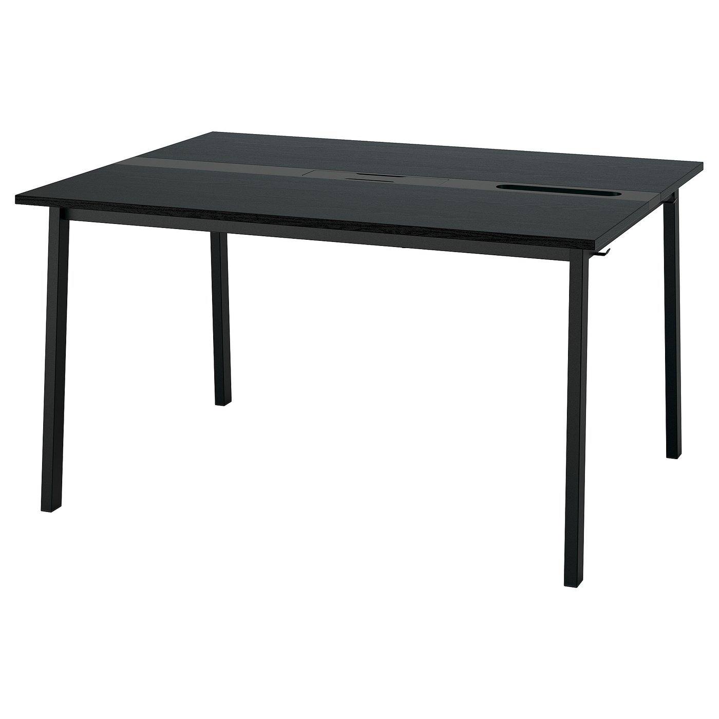 MITTZON Conference table, black stained ash veneer/black, 140x108x75 cm (55 1/8x42 1/2x29 1/2 ")