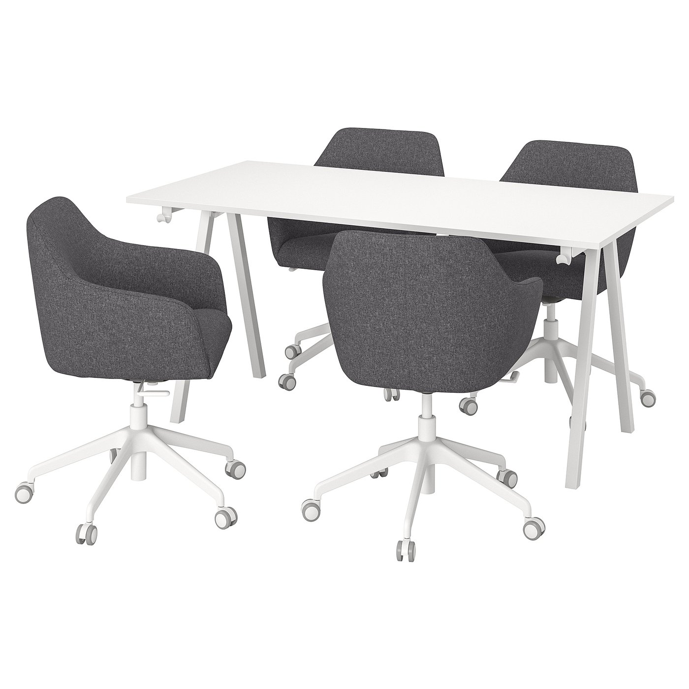 TROTTEN / TOSSBERG Conference table and chairs, white/dark grey, 160x80 cm (63x31 1/2 ")